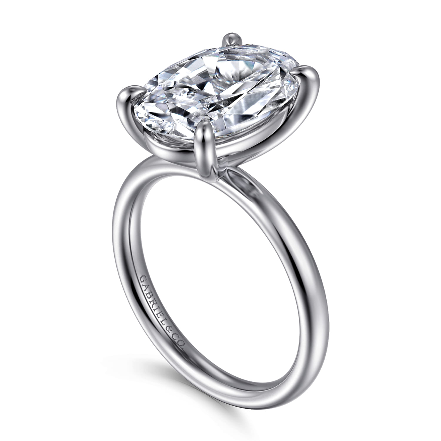 Unite - 14K White Gold Oval Solitaire Diamond Engagement Ring - Shot 3