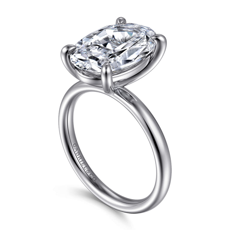 Unite - 14K White Gold Oval Solitaire Diamond Engagement Ring - Shot 3