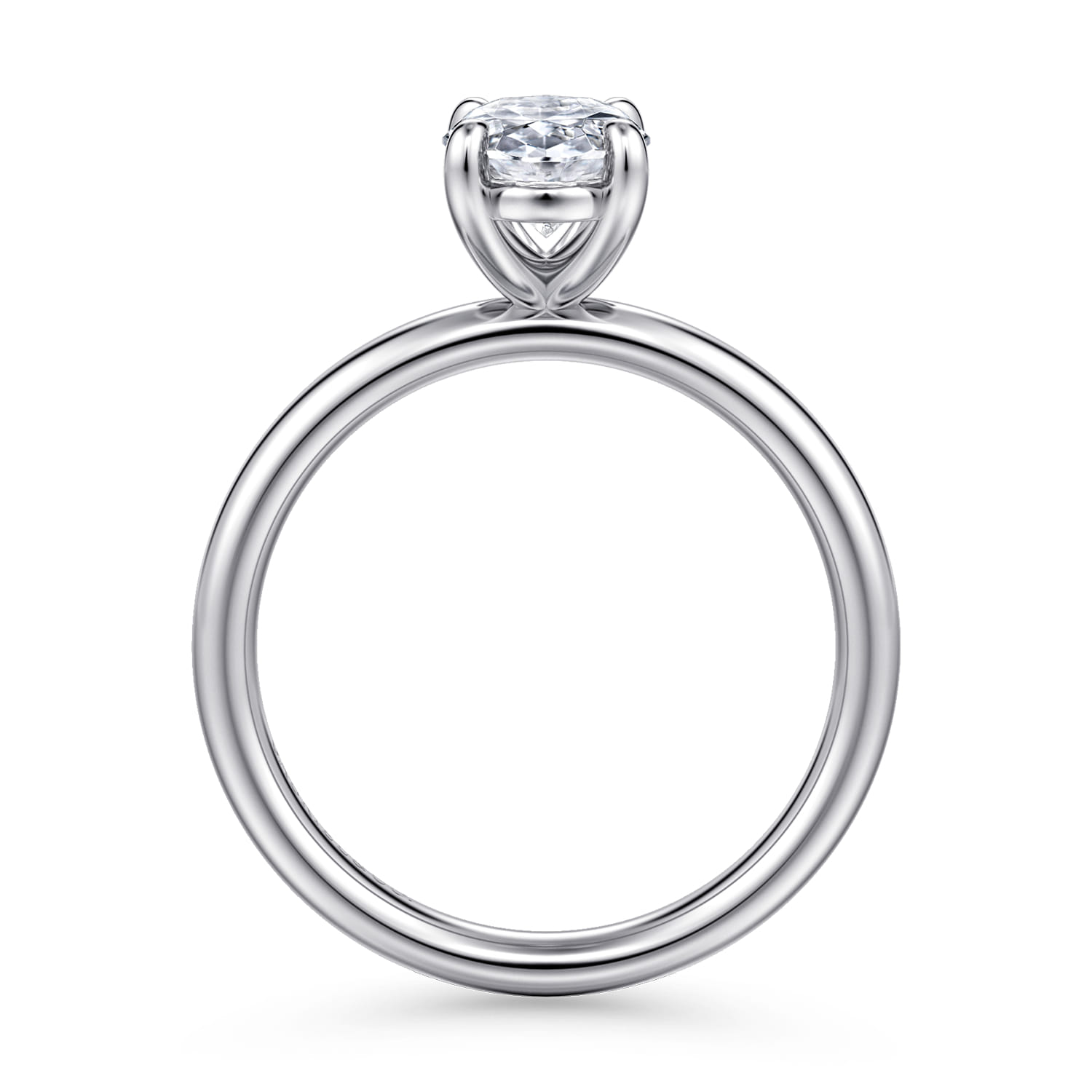 Unite - 14K White Gold Oval Solitaire Diamond Engagement Ring - Shot 2