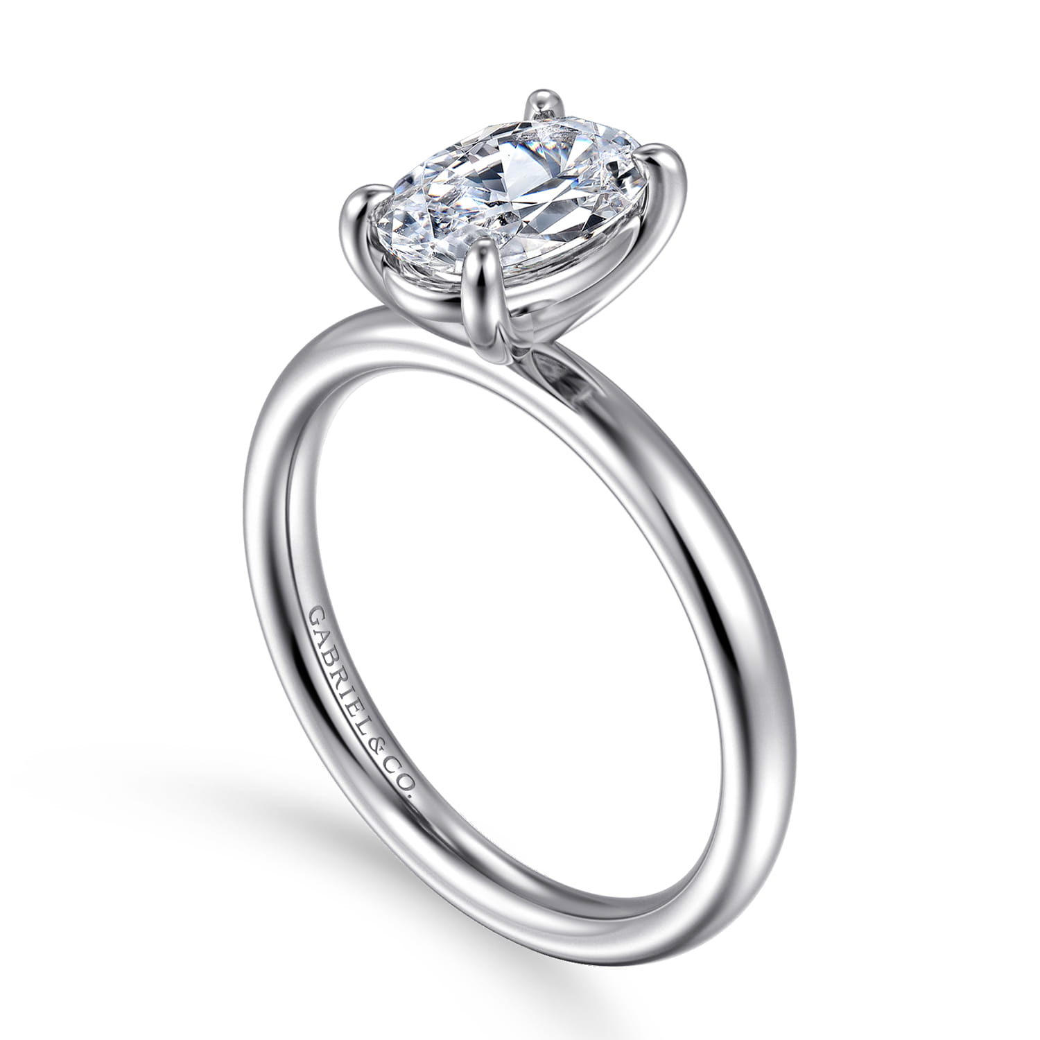 Unite - 14K White Gold Oval Solitaire Diamond Engagement Ring - Shot 3