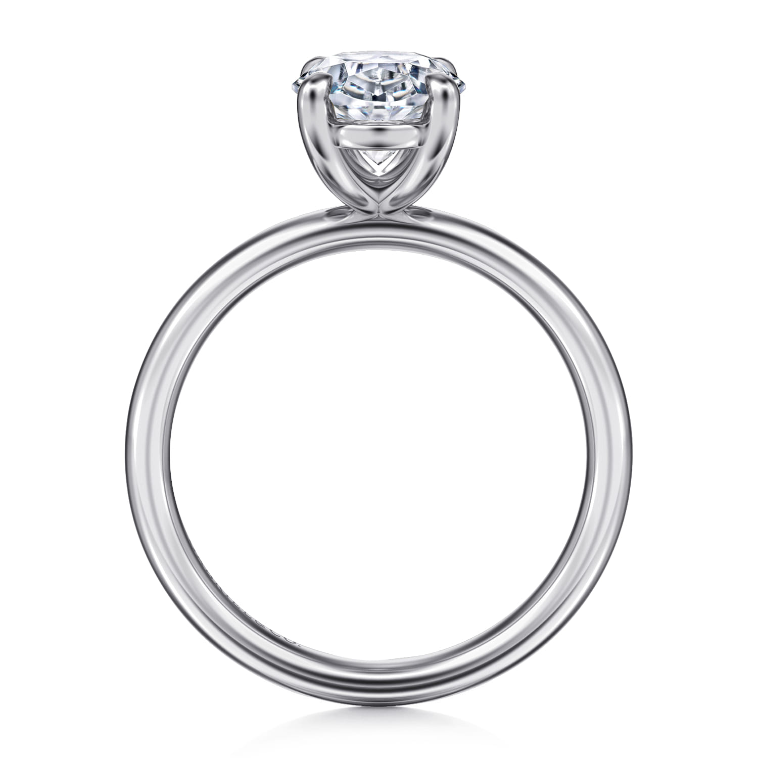 Unite - 14K White Gold Oval Solitaire Diamond Engagement Ring - Shot 2