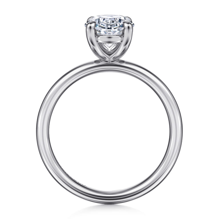 Unite - 14K White Gold Oval Solitaire Diamond Engagement Ring - Shot 2