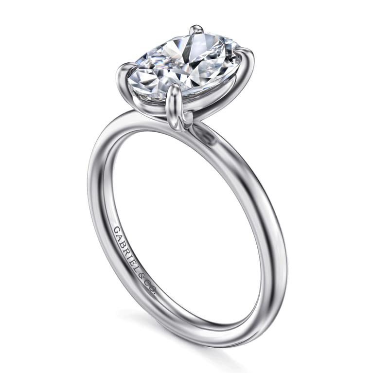 Unite - 14K White Gold Oval Solitaire Diamond Engagement Ring - Shot 3