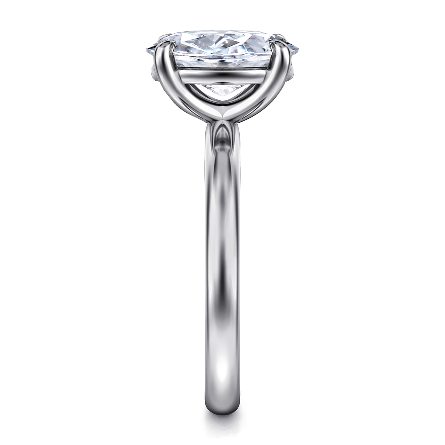 Unite - 14K White Gold Oval Solitaire Diamond Engagement Ring - Shot 4