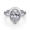 Pauline - 14K White Gold Bezel Set Oval Diamond Engagement Ring