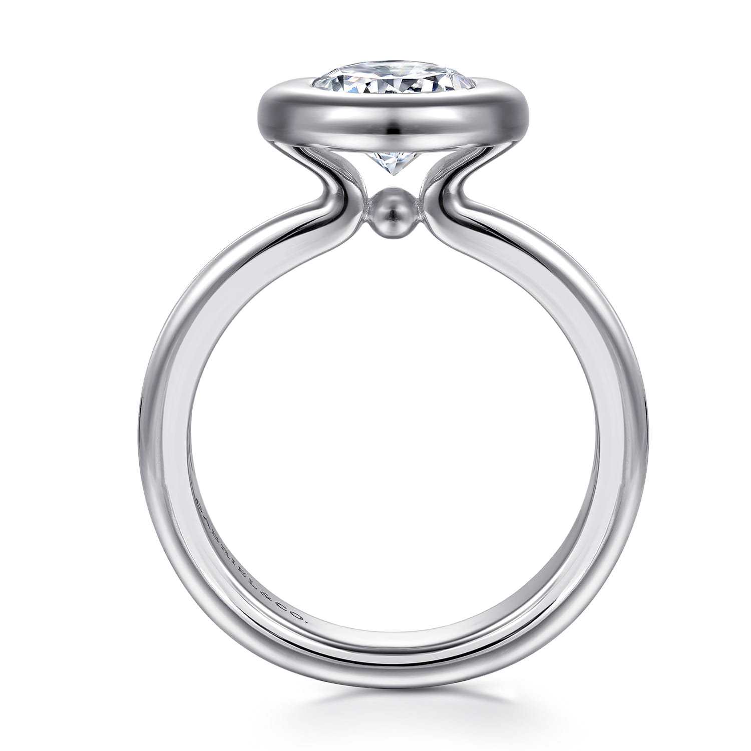 Pauline - 14K White Gold Bezel Set Oval Diamond Engagement Ring - Shot 2