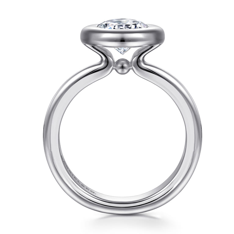 Pauline - 14K White Gold Bezel Set Oval Diamond Engagement Ring - Shot 2