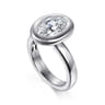 Pauline - 14K White Gold Bezel Set Oval Diamond Engagement Ring