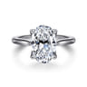 Nola - 14K White Gold Oval Lotus Diamond Engagement Ring