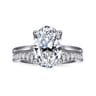 Nola - 14K White Gold Oval Lotus Diamond Engagement Ring