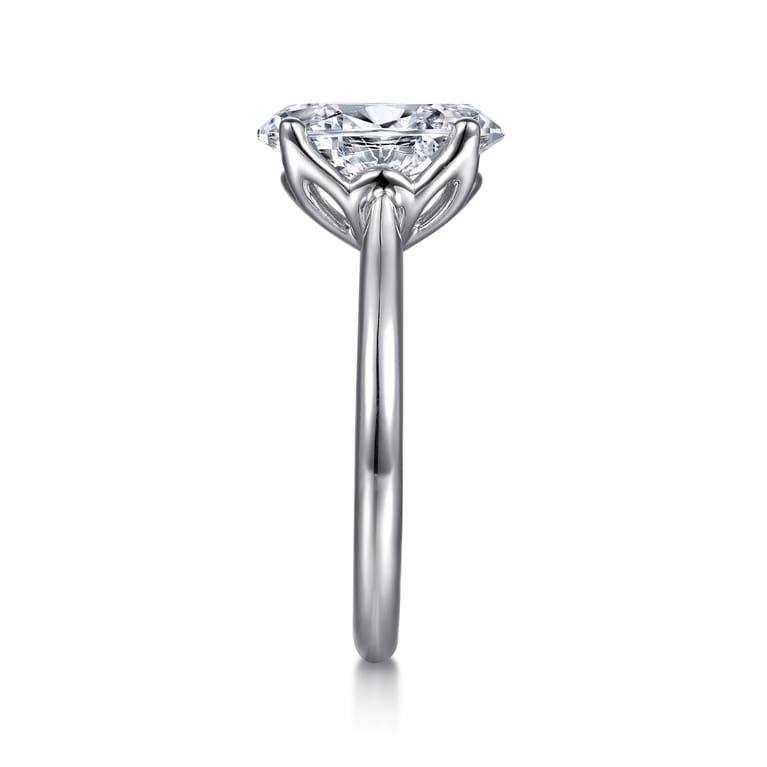Nola - 14K White Gold Oval Lotus Diamond Engagement Ring - Shot 5