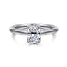 Nola - 14K White Gold Oval Lotus Diamond Engagement Ring
