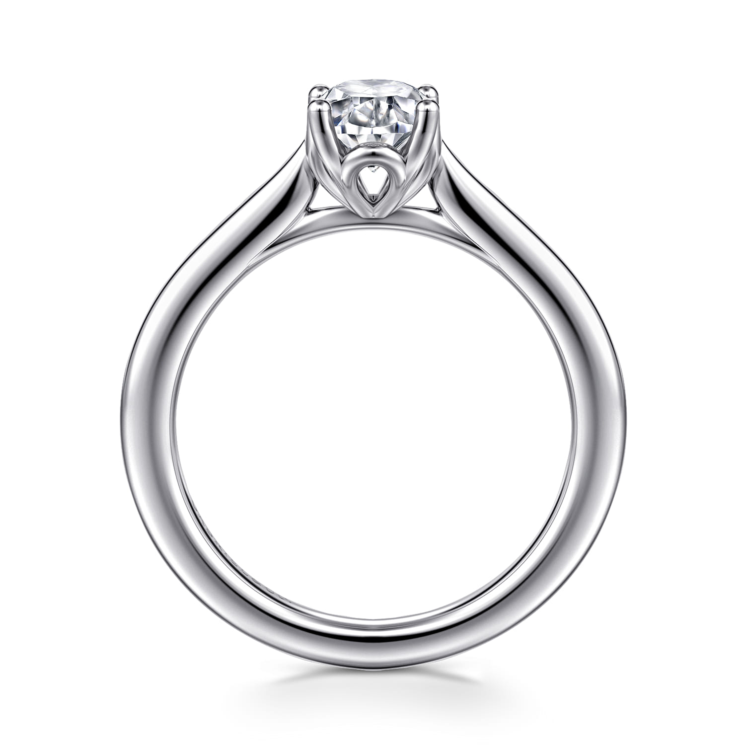 Nola - 14K White Gold Oval Lotus Diamond Engagement Ring - Shot 2