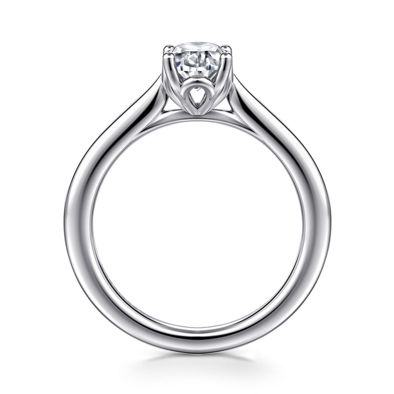 Nola - 14K White Gold Oval Lotus Diamond Engagement Ring - Shot 2