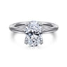 Nola - 14K White Gold Gold Oval Lotus Diamond Engagement Ring