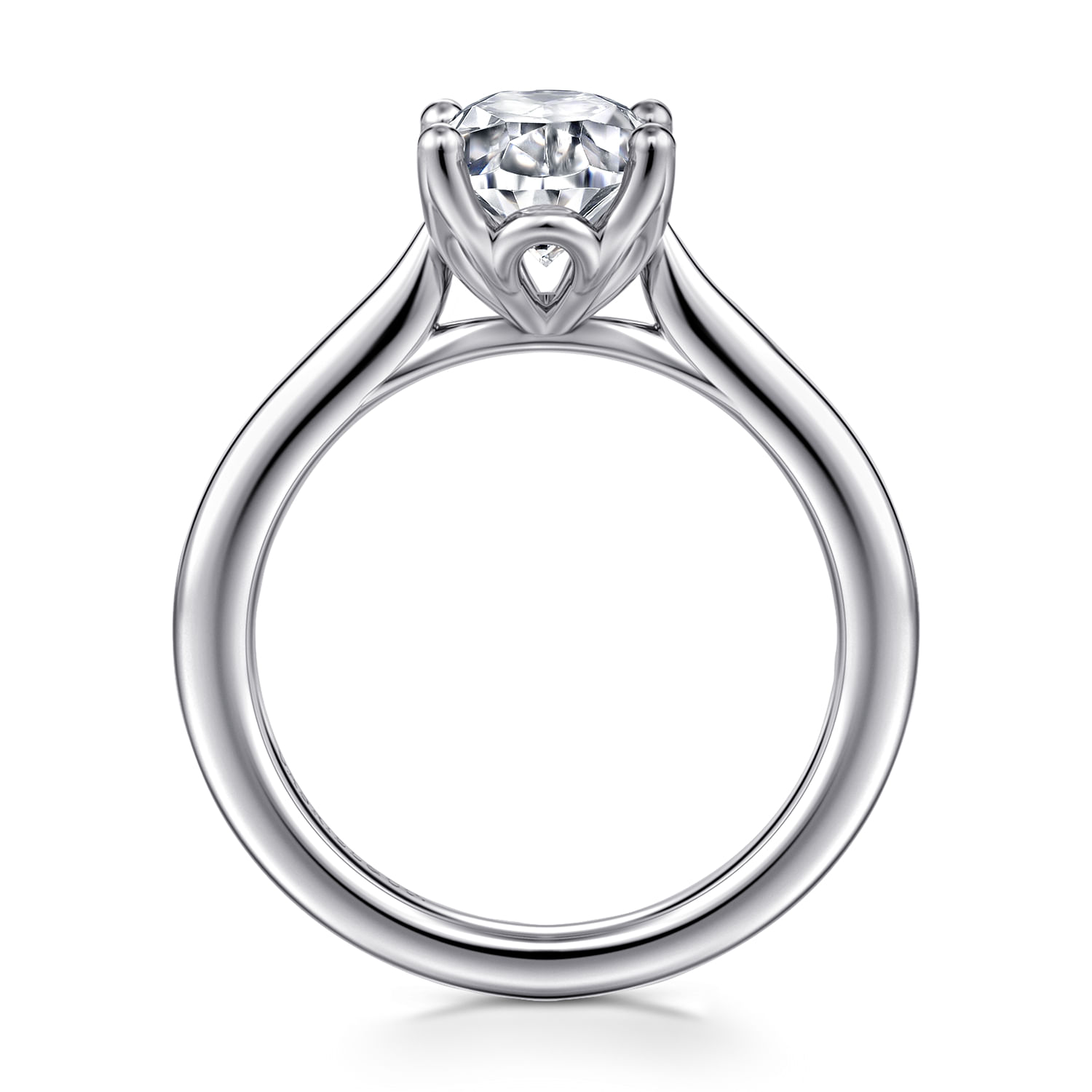 Nola - 14K White Gold Gold Oval Lotus Diamond Engagement Ring - Shot 2