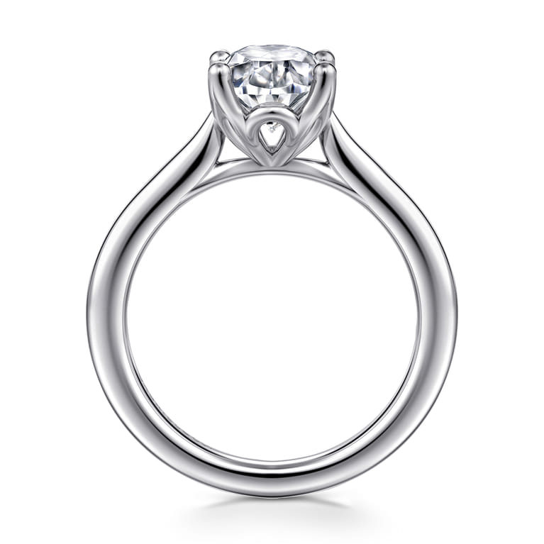 Nola - 14K White Gold Gold Oval Lotus Diamond Engagement Ring - Shot 2