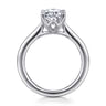Nola - 14K White Gold Gold Oval Lotus Diamond Engagement Ring