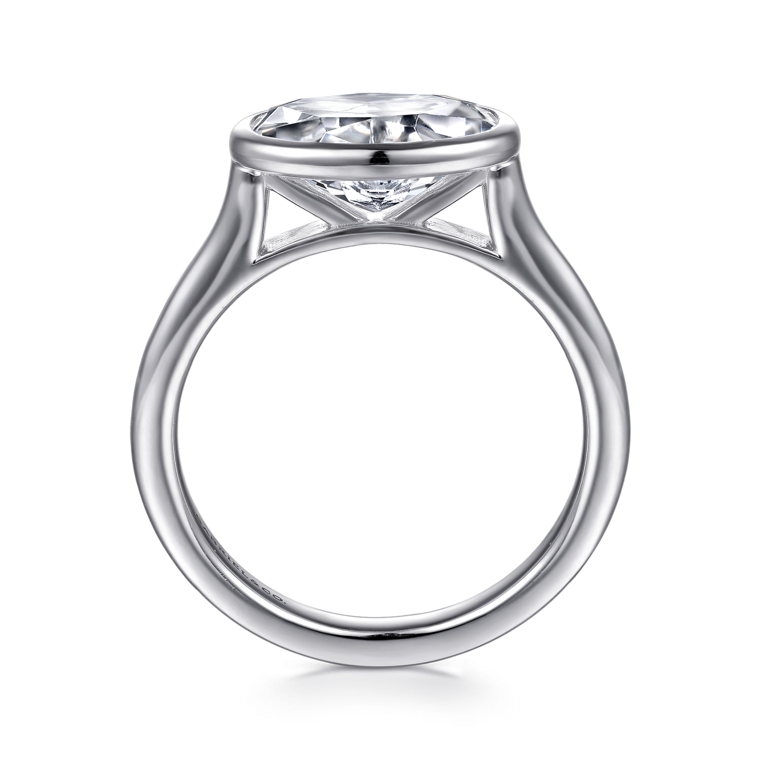 Irene - 14K White Gold East West Bezel Set Diamond Engagement Ring - Shot 2