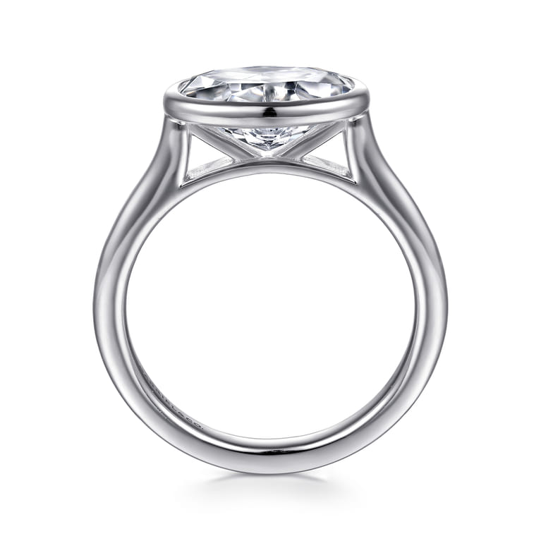 Irene - 14K White Gold East West Bezel Set Diamond Engagement Ring - Shot 2