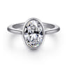 Brooke - 14K White Gold Oval Cut Bezel Set Solitaire Diamond Engagement Ring