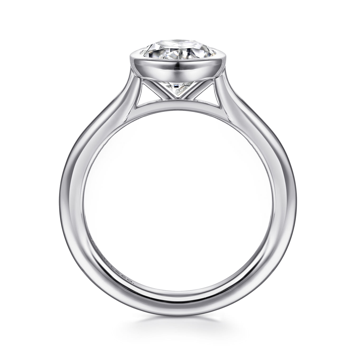 Brooke - 14K White Gold Oval Cut Bezel Set Solitaire Diamond Engagement Ring - Shot 2