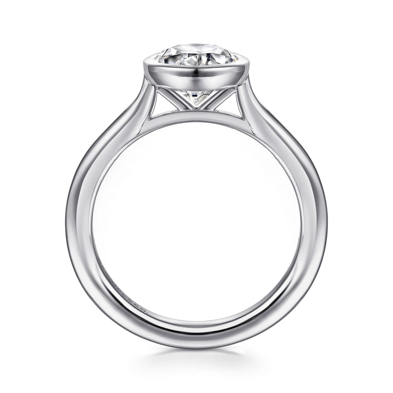 Brooke - 14K White Gold Oval Cut Bezel Set Solitaire Diamond Engagement Ring - Shot 2