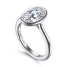 Brooke - 14K White Gold Oval Cut Bezel Set Solitaire Diamond Engagement Ring