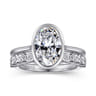 Brooke - 14K White Gold Oval Cut Bezel Set Solitaire Diamond Engagement Ring