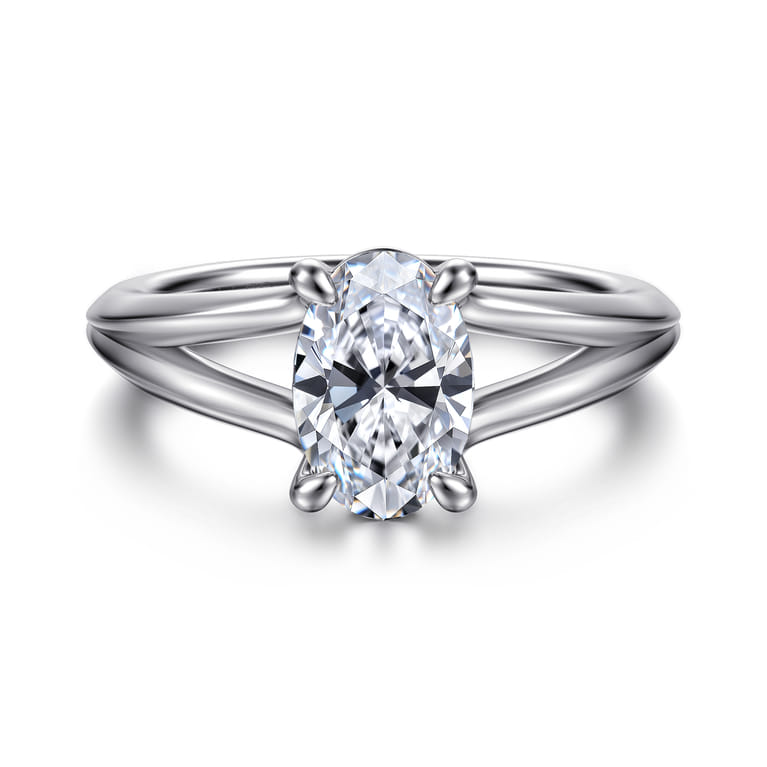 Annie - 14K White Gold Split Shank Oval Diamond Engagement Ring - Shot 1