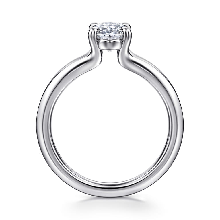 Annie - 14K White Gold Split Shank Oval Diamond Engagement Ring - Shot 2