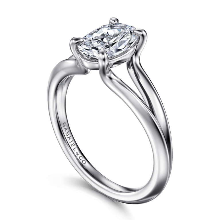 Annie - 14K White Gold Split Shank Oval Diamond Engagement Ring - Shot 3