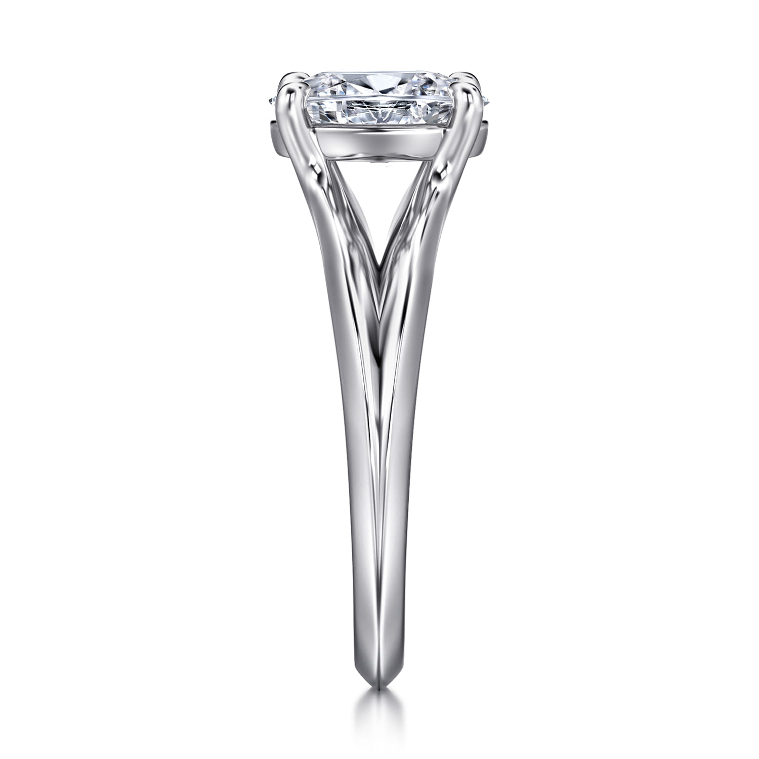 Annie - 14K White Gold Split Shank Oval Diamond Engagement Ring - Shot 4