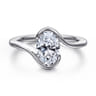 Bellisse - 14K White Gold Bypass Oval Solitaire Diamond Engagement Ring