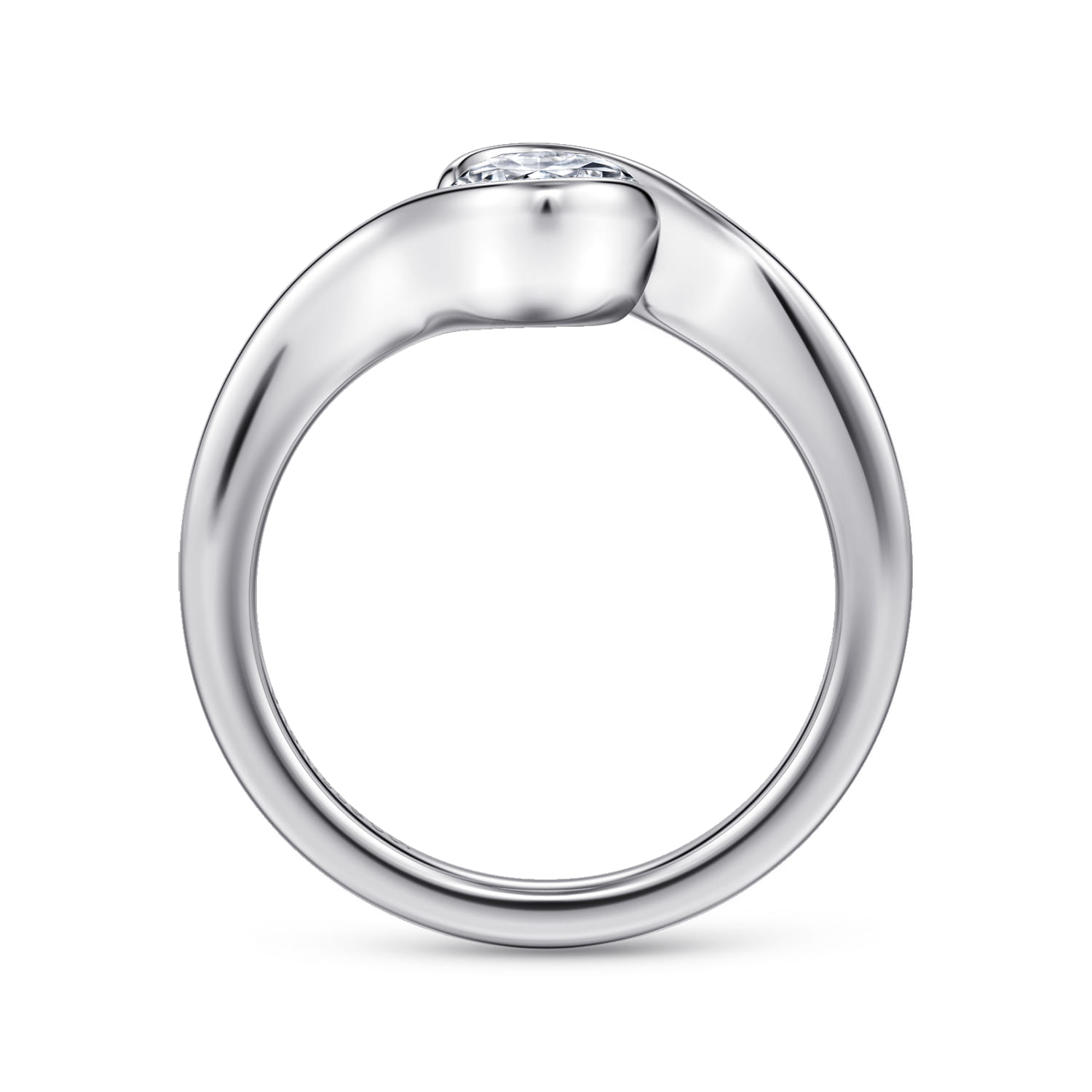 Bellisse - 14K White Gold Bypass Oval Solitaire Diamond Engagement Ring - Shot 2