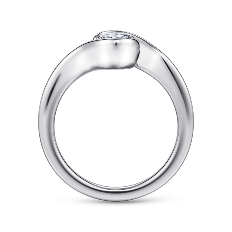 Bellisse - 14K White Gold Bypass Oval Solitaire Diamond Engagement Ring - Shot 2