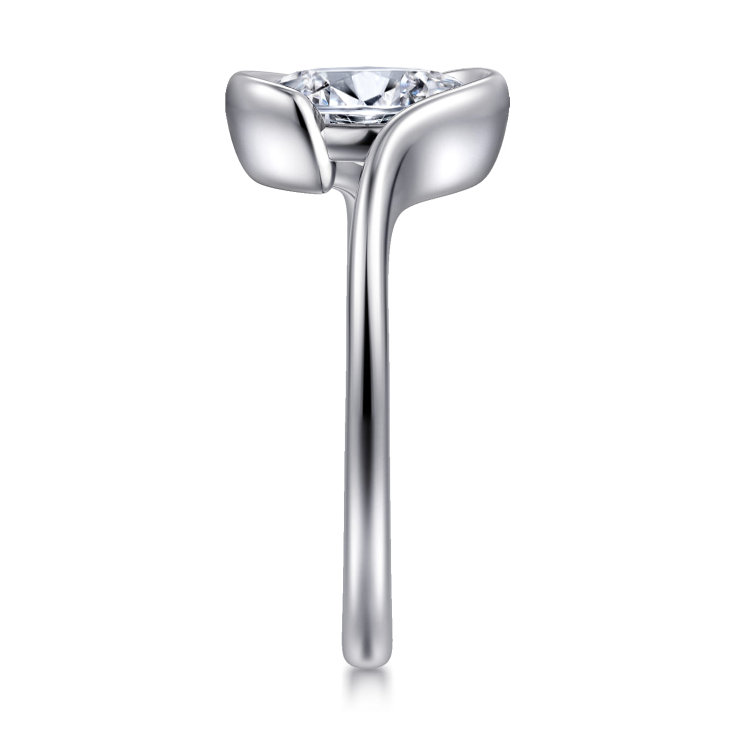Bellisse - 14K White Gold Bypass Oval Solitaire Diamond Engagement Ring - Shot 4