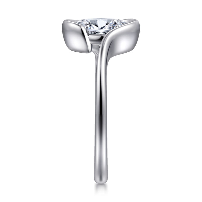 Bellisse - 14K White Gold Bypass Oval Solitaire Diamond Engagement Ring - Shot 4