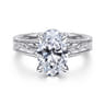 Caltha - Vintage Inspired 14K White Gold Oval Solitaire Diamond Engagement Ring