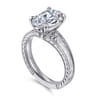 Caltha - Vintage Inspired 14K White Gold Oval Solitaire Diamond Engagement Ring