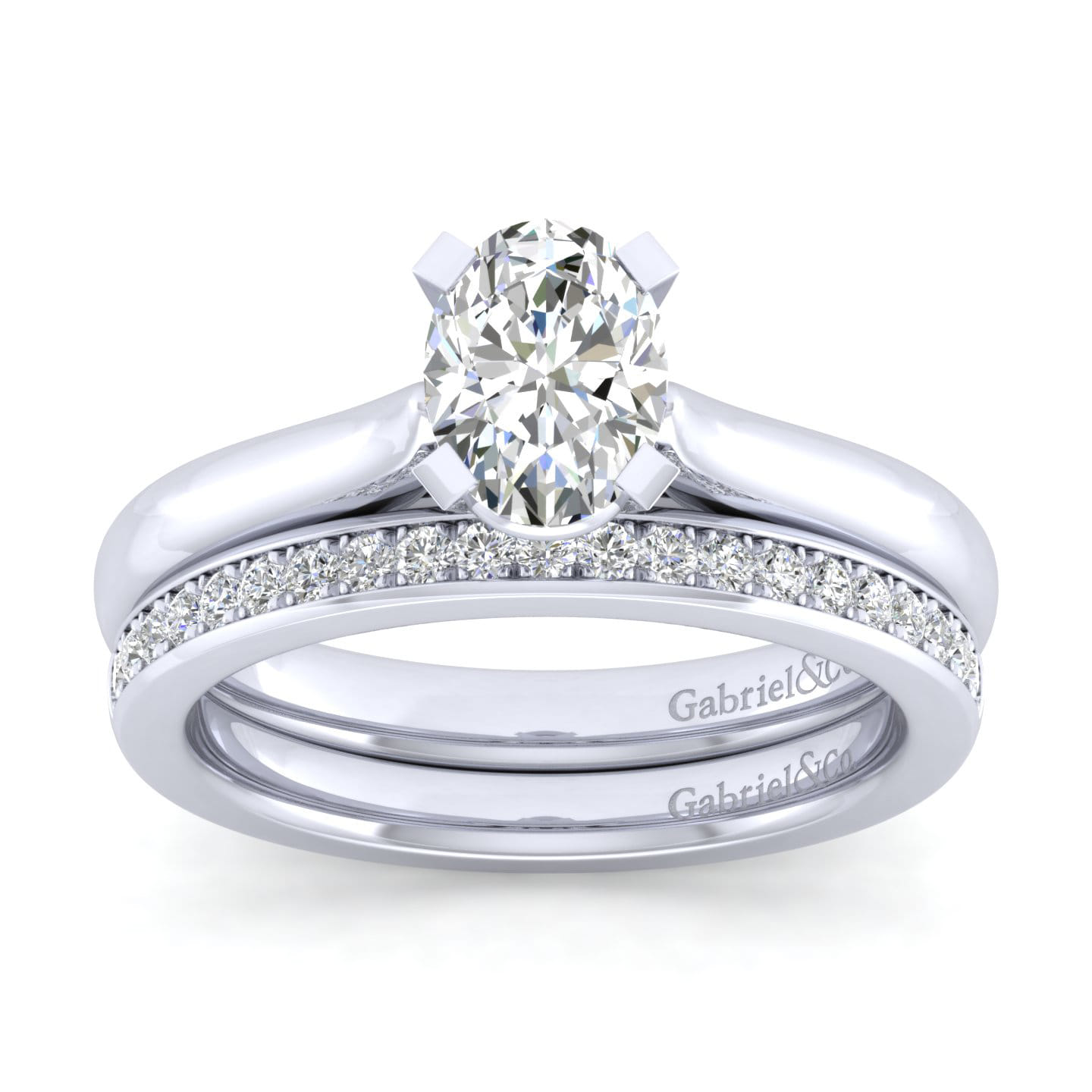Lauren - 14K White Gold Oval Diamond Engagement Ring - Shot 4