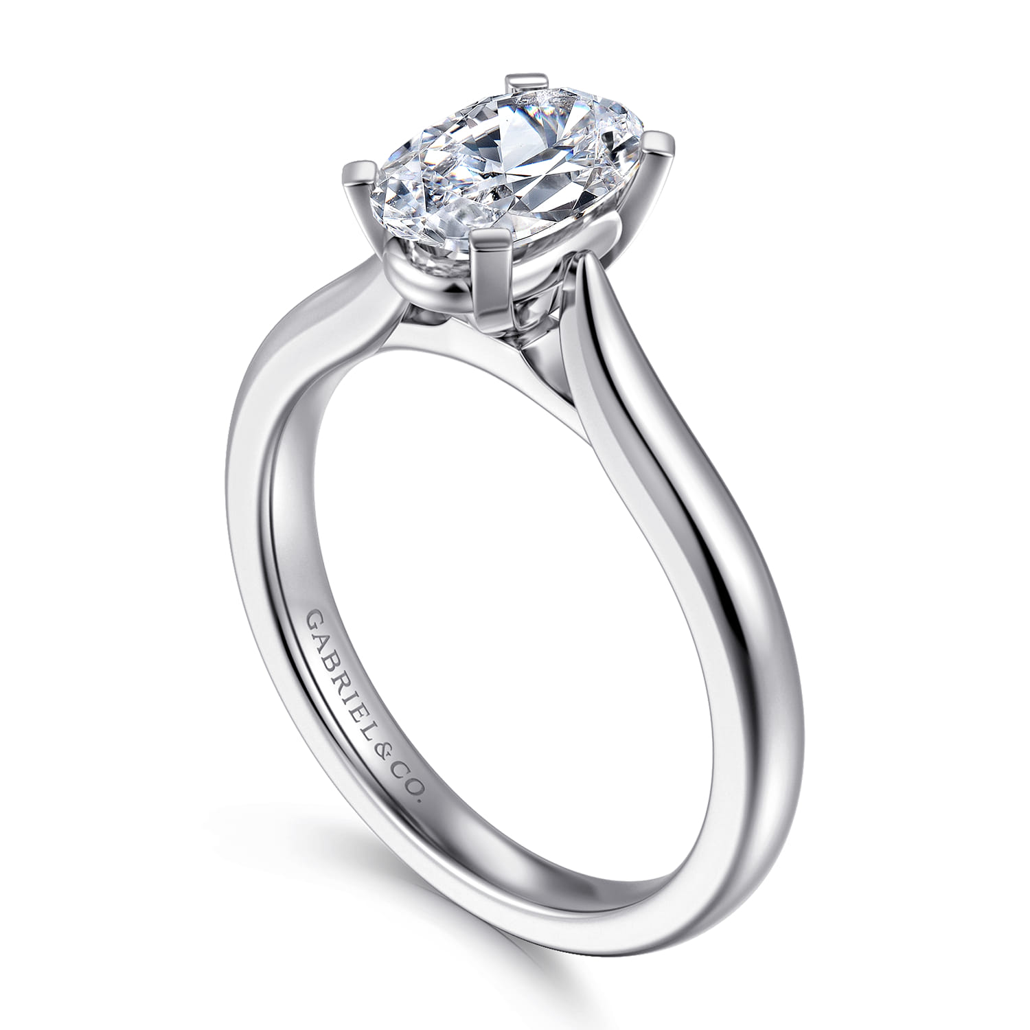 Lauren - 14K White Gold Oval Diamond Engagement Ring - Shot 3