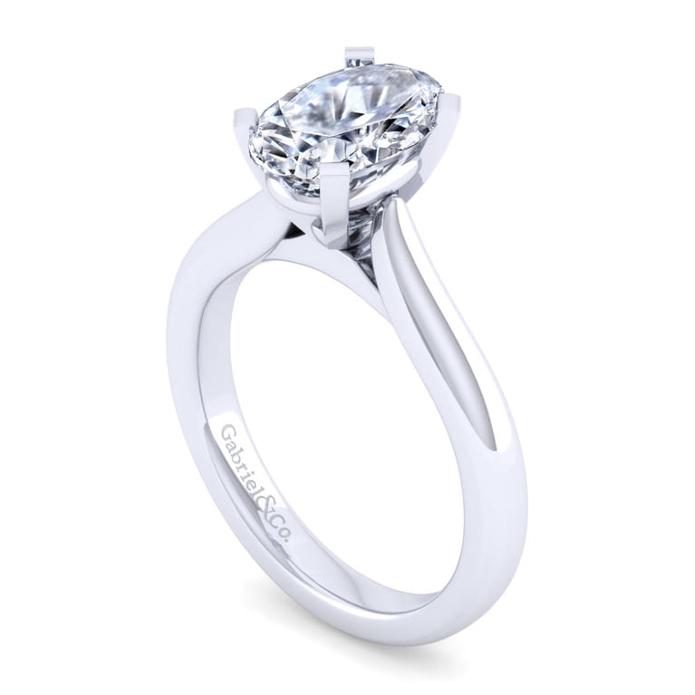 Lauren - 14K White Gold Oval Diamond Engagement Ring - Shot 3