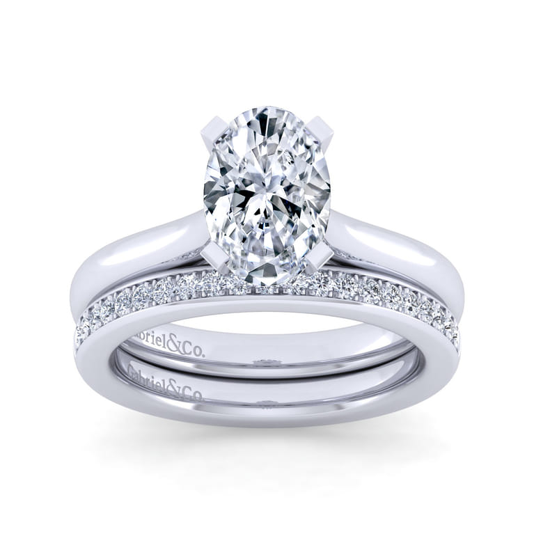 Lauren - 14K White Gold Oval Diamond Engagement Ring - Shot 4