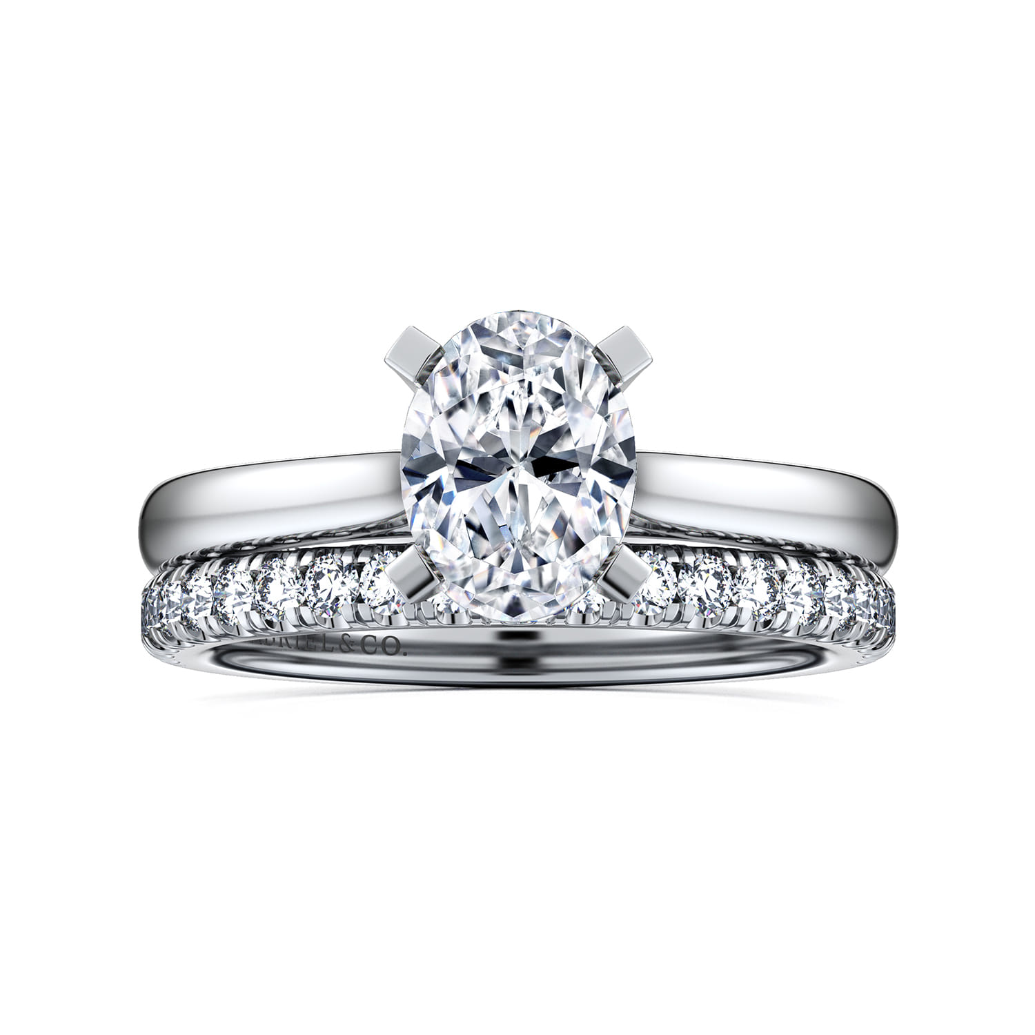 Michelle - 14K White Gold Oval Diamond Engagement Ring - Shot 4