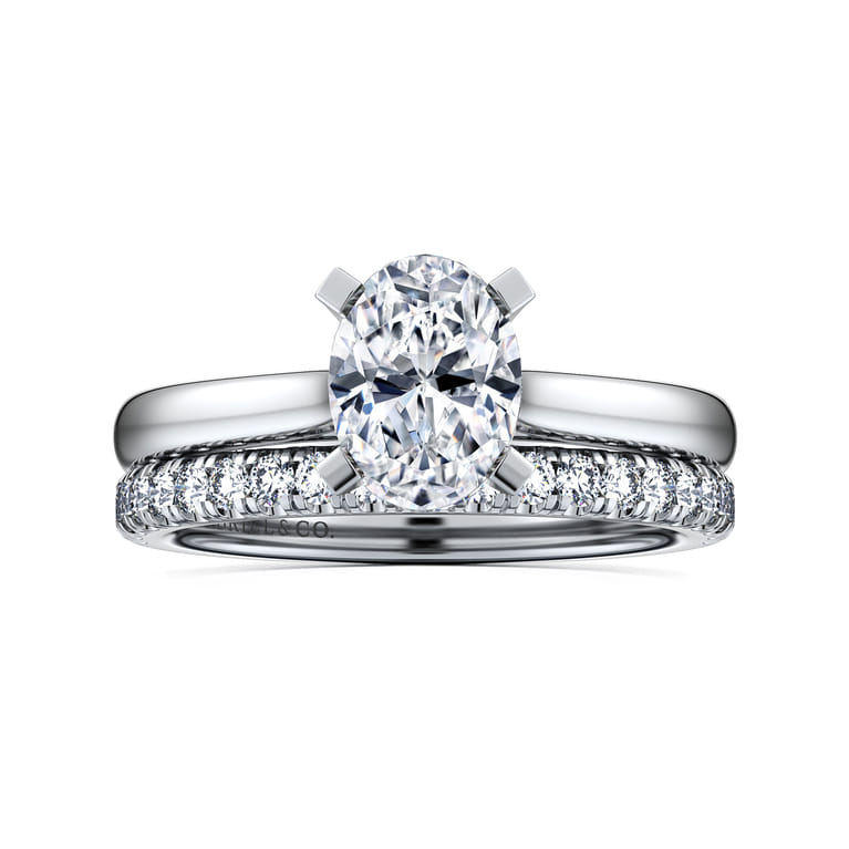 Michelle - 14K White Gold Oval Diamond Engagement Ring - Shot 4