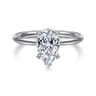 Elia - 14K White Gold Solitaire Pear Shape Diamond Engagement Ring - 0.05 ct