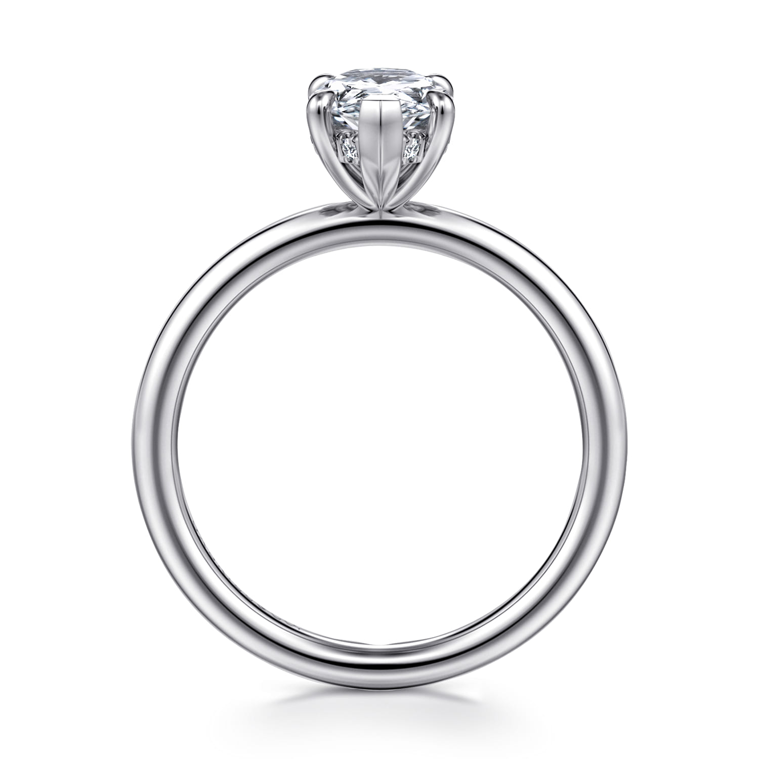 Elia - 14K White Gold Solitaire Pear Shape Diamond Engagement Ring - 0.05 ct - Shot 2