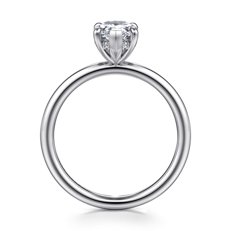 Elia - 14K White Gold Solitaire Pear Shape Diamond Engagement Ring - 0.05 ct - Shot 2