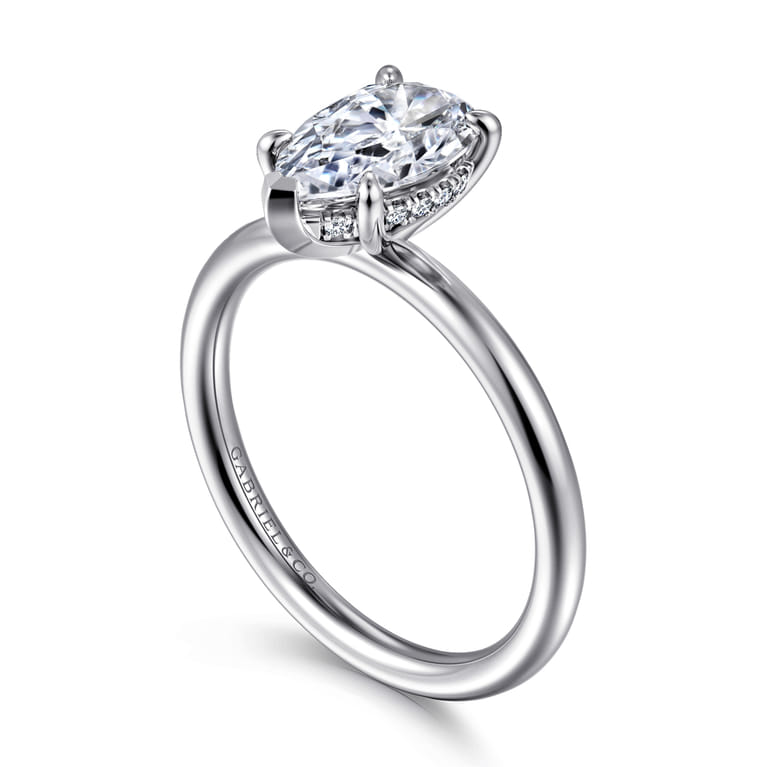 Elia - 14K White Gold Solitaire Pear Shape Diamond Engagement Ring - 0.05 ct - Shot 3
